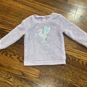 OshKosh Girls Size 2T Plush Fleece Purple Unicorn Sequin Sweater